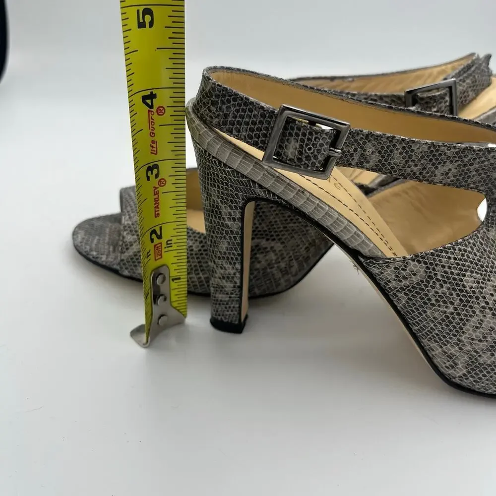 Kate Spade Women's Stormy Grey Lizard Print Strappy Heels Size 6M